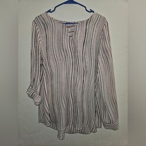 Apt. 9 Women's Striped Blouse - Black and White